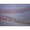 Chinese Crystal Beads, Glass, Rondelle, Pink, 7mm x 10mm, ±35pc