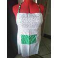 Apron, Handmade, Polycotton, Green And White, One Size Fits Alls, 1pc