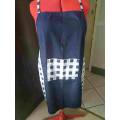 Apron, Handmade, Polycotton, Navy And White, One Size Fits Alls, 1pc