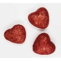 Heart, Polistyrene Heart With Red Glitter, 27mm, 4pc