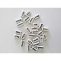 Beading and Jewellery Making, Word Beads, White With Black Writing, 15mm, 8pc