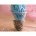 Mesh Bath Sponge Potpourri Petals With Oil Shells And Faux Pearl Earrings, Blue, 1 Set
