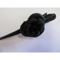 Hair Clip, Black Rose Design, 1pc