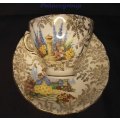 1940`s Colclough Bone China Crinoline Lady Chintz Tea Cup and Saucer x 4