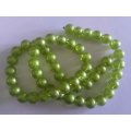 Glass Beads, Fancy, Round, Lime Green With Shimmer, 8mm, ±50pc