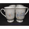 Vintage Fanci Florals Collection, Footed Mugs x 6, Floral Design, Made In Japan, See Photos...