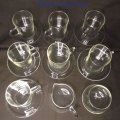 Vintage Simax Borosilicate Glass Tea Set, 7 Glasses With Saurces, Milk Jug And Sugar Bowl