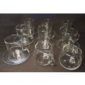Vintage Simax Borosilicate Glass Tea Set, 7 Glasses With Saurces, Milk Jug And Sugar Bowl