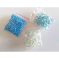 Glass Beads, Mixed, 2 x 25pc Round 8mm Clear + Blue, 1 x 14gr Seedbeads - Blue