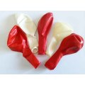 Balloons, 10pc, Mixed Sizes, Mixed Red - 1 x White - 1 x Clear, Not Blown Up