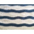 Blanket, Wool, Crochet, Handmade, One Of A Kind, Blue And White, 1pc, ±100cm x 100cm