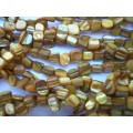 Shell Beads, Square Cubes, Yellow, ±30pc
