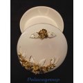 Trinket Box, Perfume Bottle, Photo Frame, White With Gilt Roses And Leaves, See Photo`s