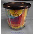 Glass Jar and Black Plastic Lid, Indonesia, H - 95mm, D - 90mm, See Photo`s