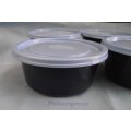 4 x Round Plastic Storage Containers With Lid`s, Black With L/Blue Lid`s, 450ml, See Photo`s