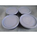 4 x Round Plastic Storage Containers With Lid`s, Black With L/Blue Lid`s, 450ml, See Photo`s