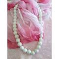 Necklace, Wooden Beads, White, ±70cm, 1pc