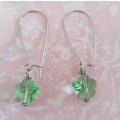 Earrings, Green Crystal Flower With Nickel Findings, Size 56mm, 2pc