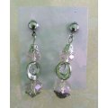 Cristia Earrings, Facetted Crystal Pink Crystal Beads With Nickel Findings And Studs, 40mm, 1 Pair