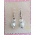 Cristia Earrings, Clear And White Crystal Beads With Nickel Shepherd`s Hook, 40mm, 1 Pair