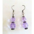 Cristia Earrings, Lilac Crystal Beads With Bronze Shepherd`s Hook, 38mm, 1 Pair
