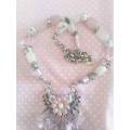 Necklace Set, Necklace - Rose Quartz, Glass + Foil Beads On Rolo Chain With Toggle Clasp And More...