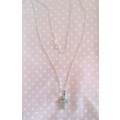 Necklace, Fine Chain With Cross Pendant Stamped 925 Filled With Cubic Zirconias, ±44cm