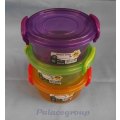 6pc Multi Storage Box With Locking Handles, Purple, Orange, Green, Made In Turkey, 300ml, See Photos