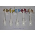 White Porcelain Condiment Spoon With Bird Deco, 125mm, 1pc, As good As New, 1pc