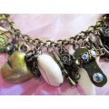 Bracelet, Shell And Charm Chain Bracelet 20cm With 8cm Extender, Bronze Lobster Clasp