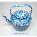 Blue And White Splattered Enamel Kettle, Chip Marks, Kitchen Display Unit, 2000ml, See Photo`s
