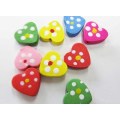 Wooden Beads, Heart, ±15mm, Mixed Colour, 4pc