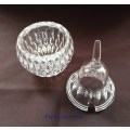 Cut Glass Sugar Bowl With Lid, Pear Shaped, 150mm x 85mm, See Photo`s and Discription Below