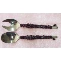 Server Spoon Set, Beaded, Black & Red, 250mm x 52mm, 2pc / 1 Set, See Photos
