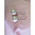 Perrine Earrings, White Shell Pearl - Round Shape, 40mm, Nickel Antiqued, 2pc