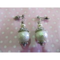 Perrine Earrings, Faux Pearl, Nickel With Cream, 35mm, 2pc