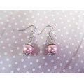 Perrine Earrings, Pink Glass Pearl With Nickel, 35mm, 2pc