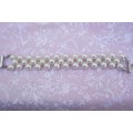 Perrine Bracelet, 3 Strands Glass Pearls, White, Lobster Clasp, 18cm, 1pc