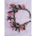 Burtell Bracelet, Shades Of Pink Charm Bracelet, 19cm With 4cm Extender, Copper