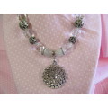 Burtell Necklace, Clear Rhinestones - Double Chain, 47cm With 7cm Extender, Nickel