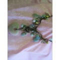 Burtell Necklace, Green Semi-Precious With Green Semi-Precious Heart, 40cm With 8cm Extender, Bronze