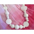 Burtell Necklace, Wooden Beads, White And Resin Heart, 72cm, 1pc
