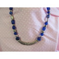 Cheri Necklace, Blue Glass Beads With Nickel, 47cm