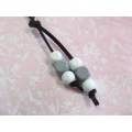 Cheri Necklace, White, Black And Grey Wooden Beads On Velvet Cord, 80cm
