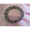 Cristia Bracelet, Light Blue Crystal Beads On Elastic, Nickel, 55mm Diameter, 1pc