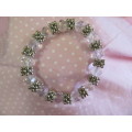Cristia Bracelet, Clear Crystal Beads On Elastic, Nickel, 55mm Diameter, 1pc