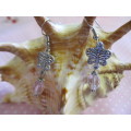 Cristia Earrings,  Nickel Butterfly With Pink Crystal Beads, 50mm, 1 Pair