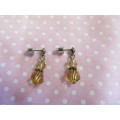 Cristia Earrings,  Bronze With Topaz Crystal Beads, 25mm, 1 Pair