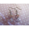 Cristia Earrings,  Nickel With Pink And Clear Crystal Beads, 40mm, 1 Pair