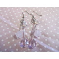 Cristia Earrings,  Nickel With Pink Crystal Beads, 63mm, 1 Pair